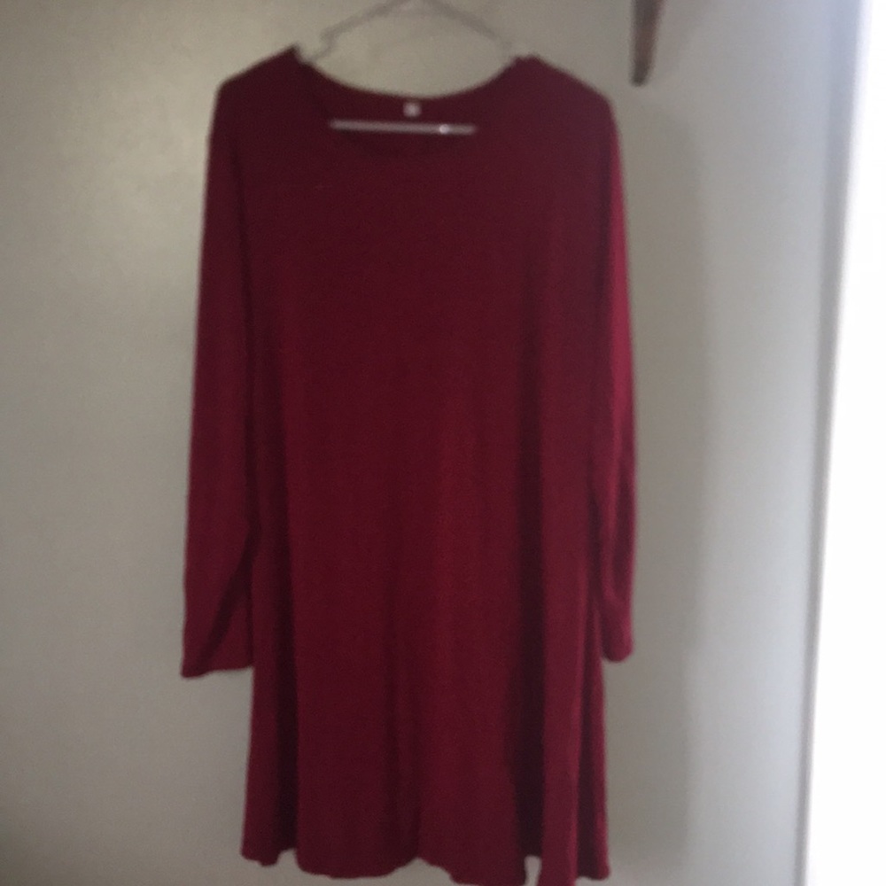 🔥3/$18🔥Maroon long sleeve dress a-line swing dress wear a leggings tunic top